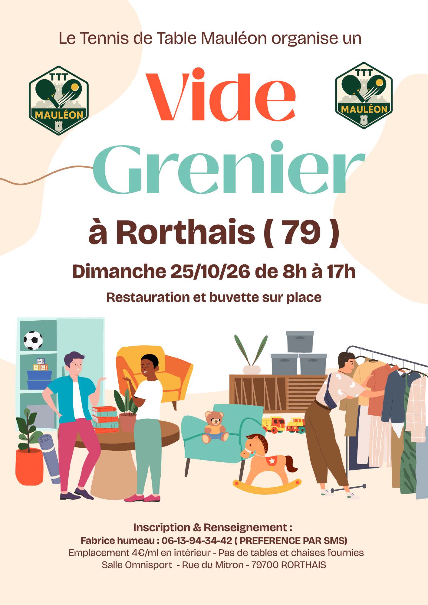 Affiche Vide Grenier Brocante Moderne Illustratif Coloré (1)
