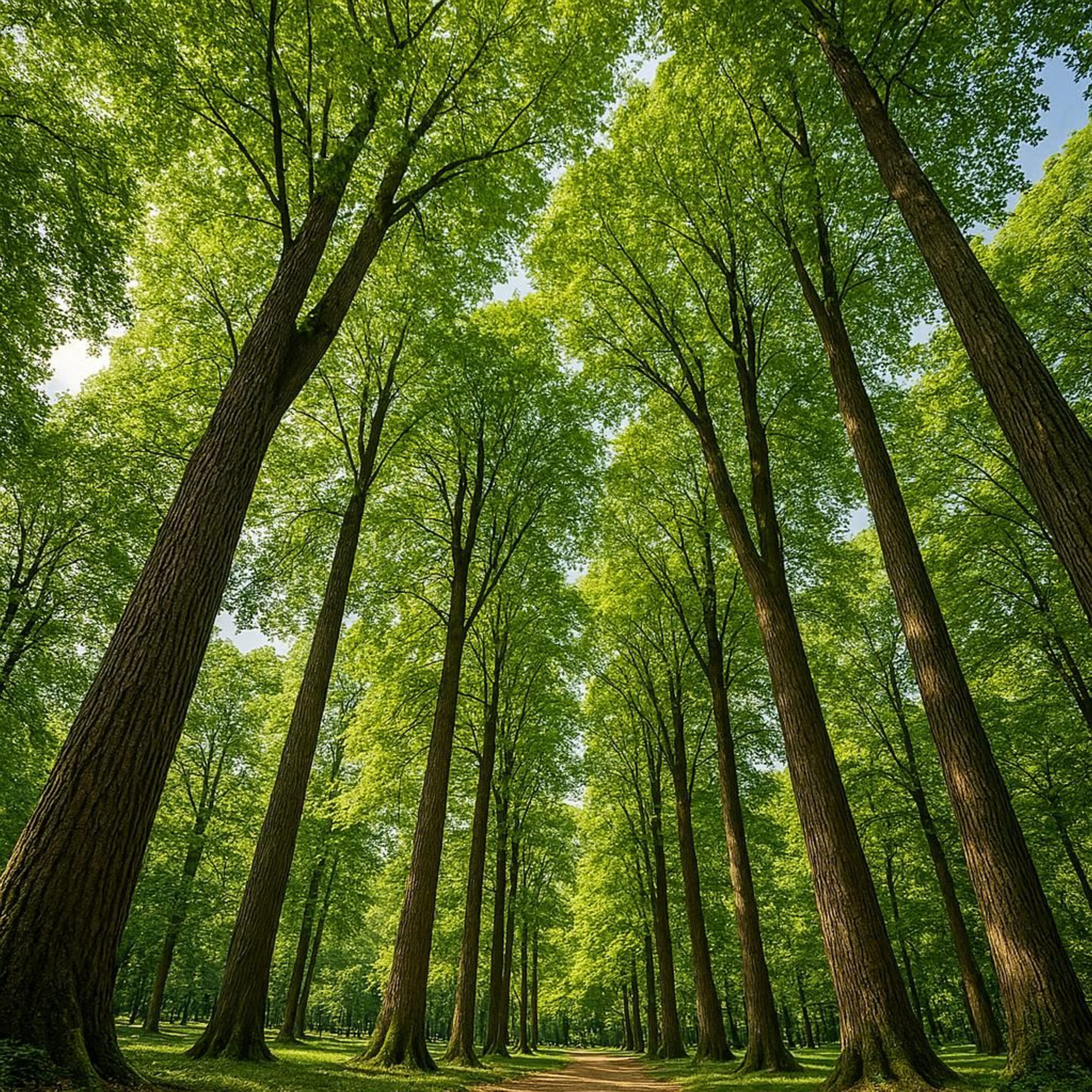 beautiful green trees in the forest. nature green wood sunlight backgrounds